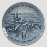 Royal Copenhagen Jubiläumsteller, dänische Destillateure 1881-1981 Aalborg København