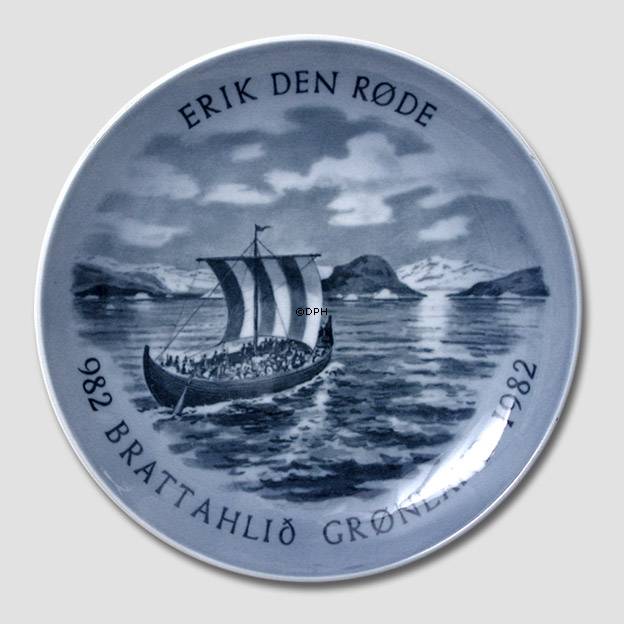 982-1982 Royal Copenhagen Mindeplatte, Erik Den Røde, Brattahiliq Grønland,