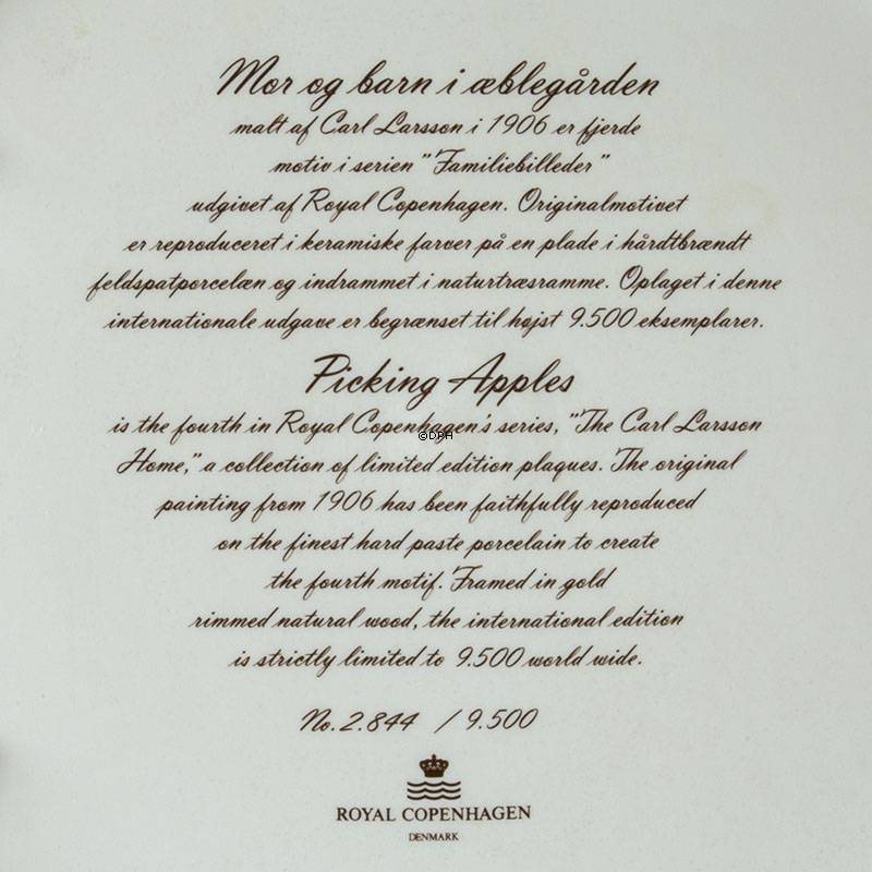 Royal Copenhagen Carl Larsson Billede, Mor og barn i æblegården
