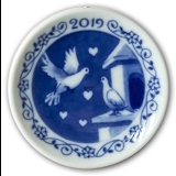 2019 Christmas plaquette, Doves of Peace, Royal Copenhagen