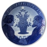 An old couple at a table with a small Christmas tree 1912, Royal Copenhagen Christmas plate