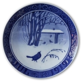 Birds in snow covered garden 1919, Royal Copenhagen Christmas plate