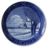 Snow covered landscape with church 1923, Royal Copenhagen Christmas plate