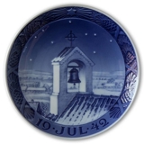 Bell-frame on church roof 1942, Royal Copenhagen Christmas plate