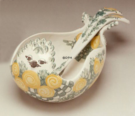 Wiinblad salatskål - fugl, hånddekoreret, blå/hvid eller multi colour