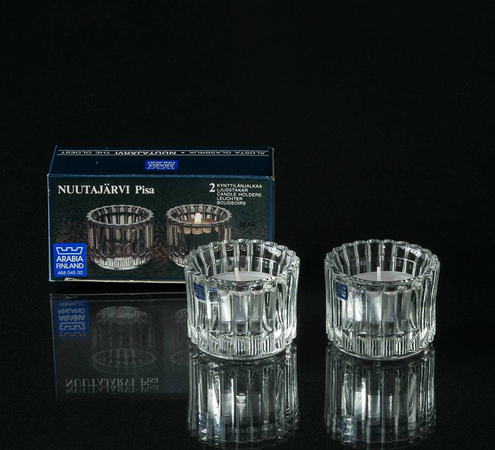 Lysestager i glas, sæt af 2 stk.