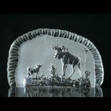 Glas Relief med motiv af elg og hund