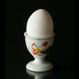 Egg cup, white with orange flower