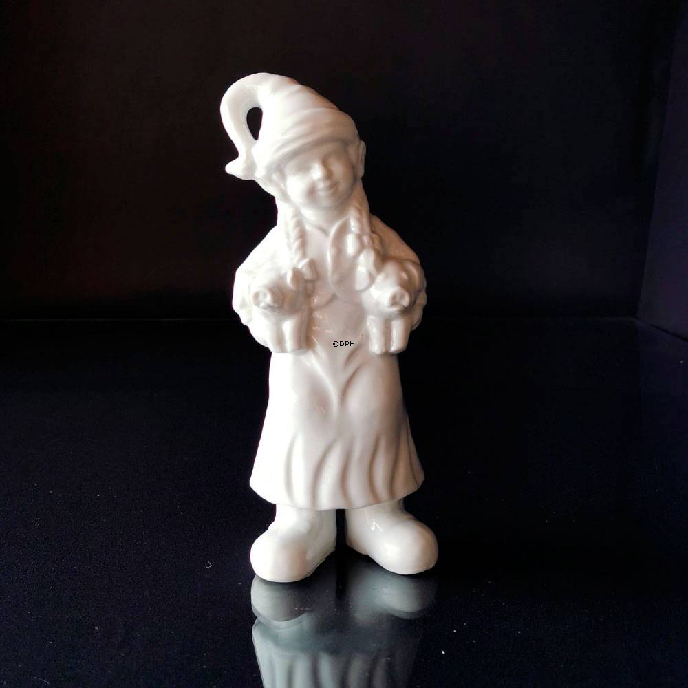 Hvid Nissepige / julefigur (velegnet til porcelænsmaling)