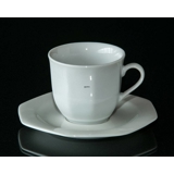 White coffee cups with saucers, angular (set of 6 pieces).