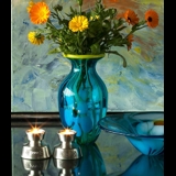 1999 Scandia Tin candlestick, flax flower