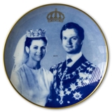 Tettau Teller zum Gedenken an die Hochzeit zwischen Carl XVI Gustaf und Silvia 1976