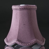 Håndsyet sekskantet lampeskærm med buer 12 cm i højden, lilla/mørk rosa silke stof