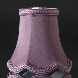 Hexagonal lampshade with curves height 12 cm, purple/dark rose coloured silk fabric