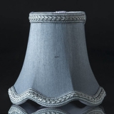 Håndsyet sekskantet lampeskærm med buer 12 cm i højden, lys blå silke stof