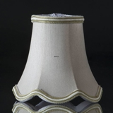 Hexagonal lampshade with curves height 12 cm, covered with off white silk fabric