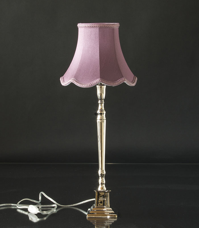 Håndsyet kantet lampeskærm med buer 18 cm i højden, lilla/mørk rosa silke stof