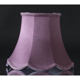 Håndsyet kantet lampeskærm med buer 22 cm i højden, lilla/mørk rosa silke stof