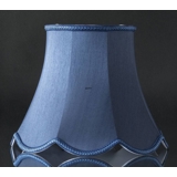Octagonal lampshade with curves height 24 cm, dark blue silk fabric