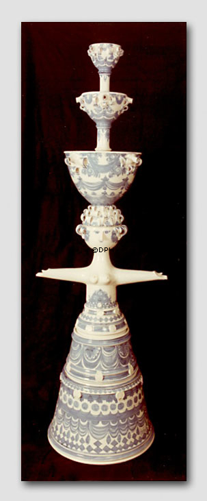 Wiinblad Undine springvand, 6 dele,hånddekoreret, blå/hvid eller rosa/grøn/rosa