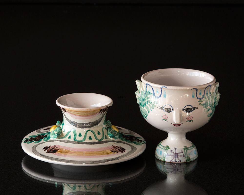 Wiinblad Vase med Hat nr. 11, hånddekoreret, blå/hvid eller multi colour