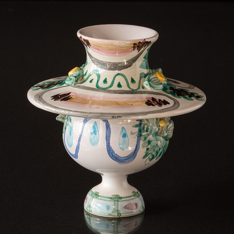 Wiinblad Vase med Hat nr. 11, hånddekoreret, blå/hvid eller multi colour