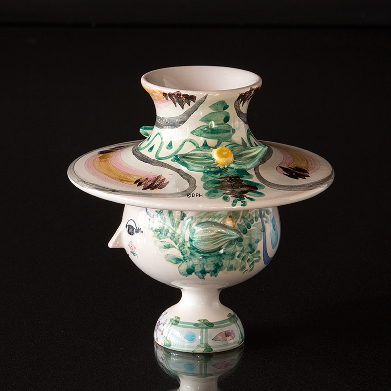 Wiinblad Vase med Hat nr. 11, hånddekoreret, blå/hvid eller multi colour