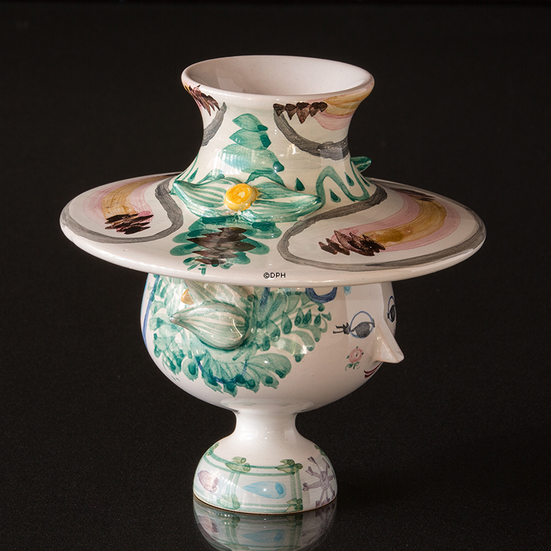 Wiinblad Vase med Hat nr. 11, hånddekoreret, blå/hvid eller multi colour