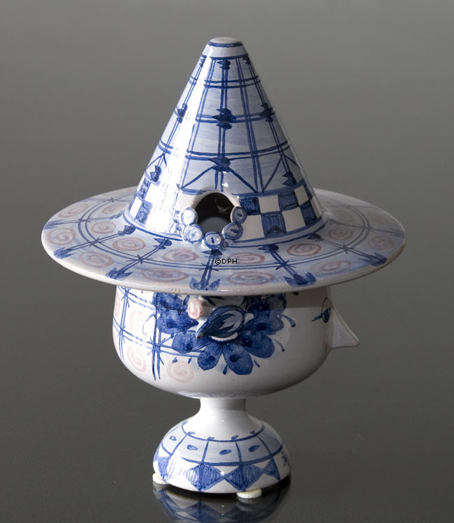 Wiinblad Vase med Hat nr. 13 hånddekoreret, blå/hvid eller multi colour