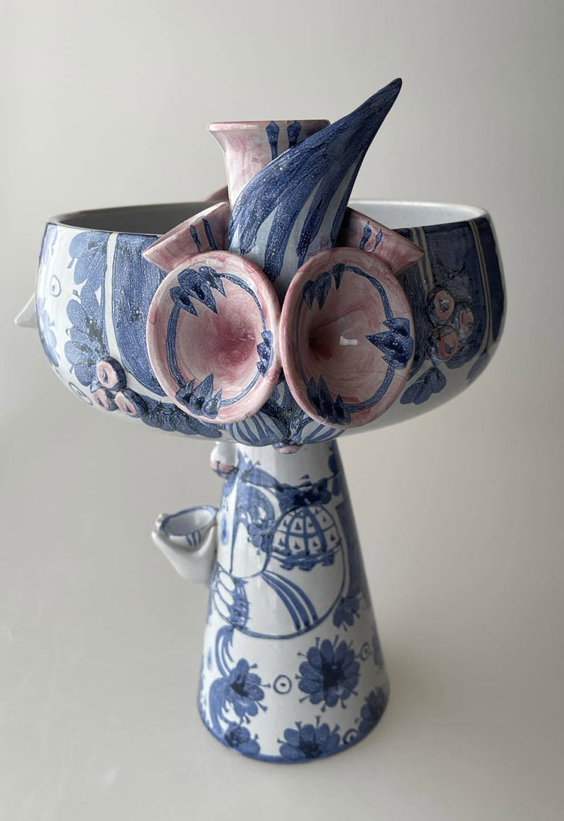 Wiinblad Eva opsats nr. 14, Skjuler hånddekoreret, blå/hvid eller multi colour