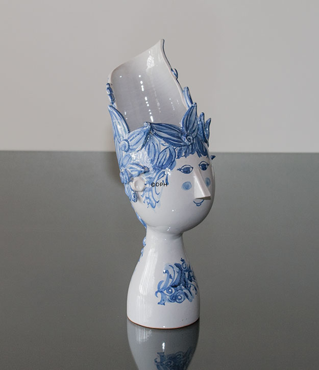 Wiinblad Titania Vase nr. 20 hånddekoreret, blå/hvid decoration