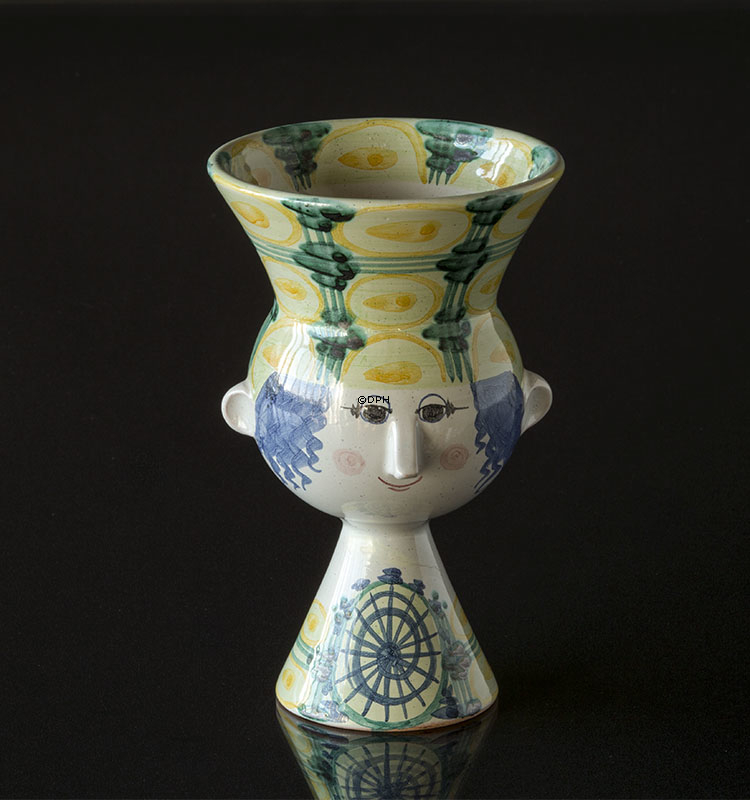 Wiinblad Hoved nr. 23, hånddekoreret, blå/hvid eller multi colour