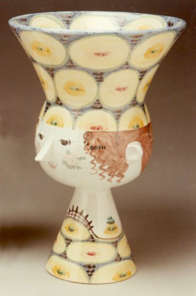 Wiinblad Hoved nr. 26, hånddekoreret, blå/hvid eller multi colour