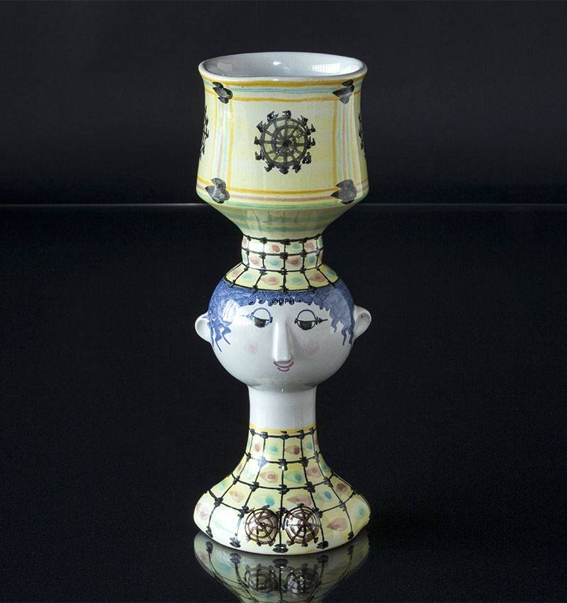 Wiinblad Tulipa-hoved nr. 41, hånddekoreret, blå/hvid eller multi colour