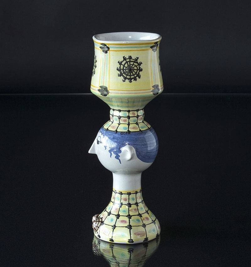 Wiinblad Tulipa-hoved nr. 41, hånddekoreret, blå/hvid eller multi colour