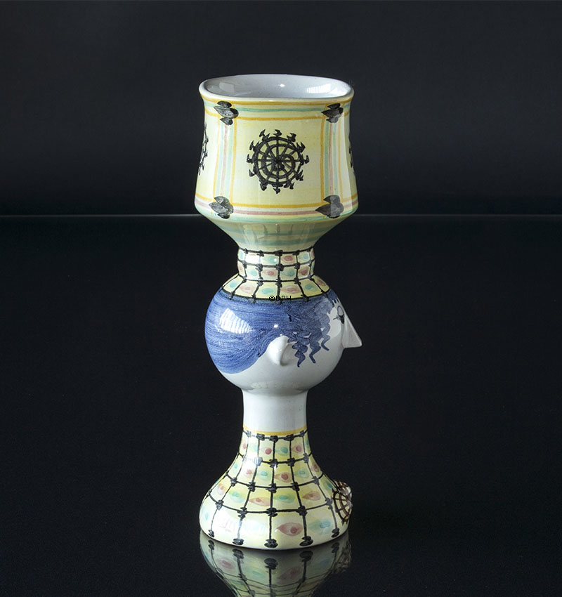 Wiinblad Tulipa-hoved nr. 41, hånddekoreret, blå/hvid eller multi colour