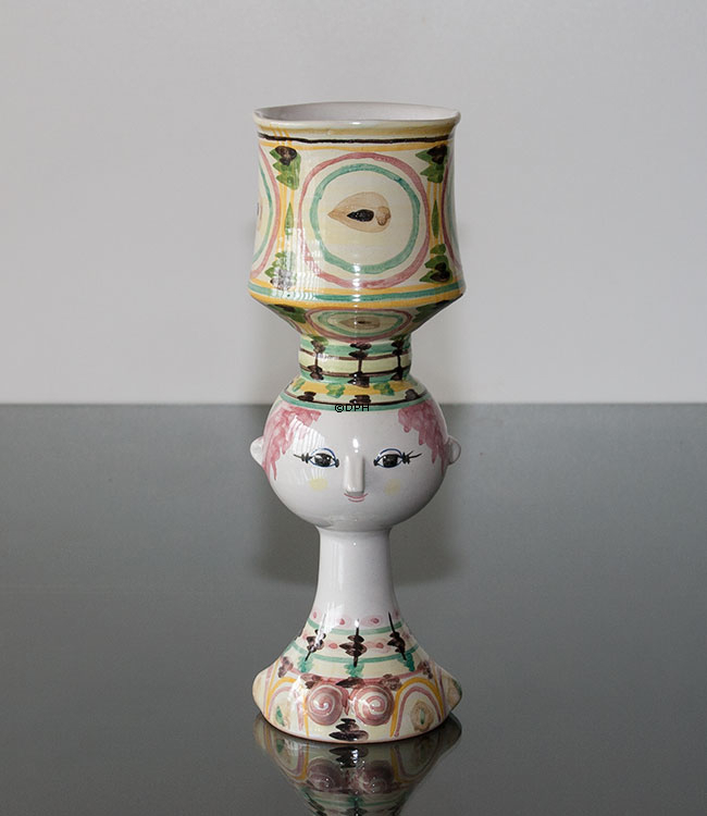 Wiinblad Tulipa-hoved nr. 41, hånddekoreret, blå/hvid eller multi colour