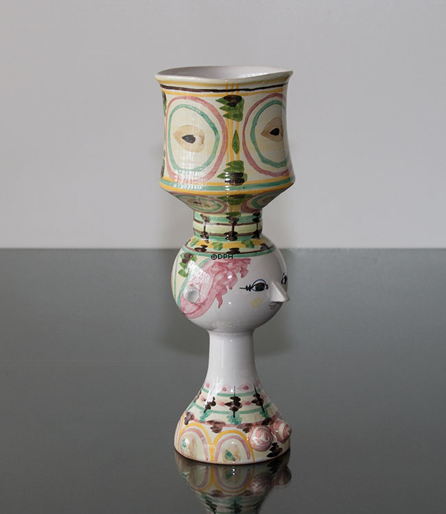 Wiinblad Tulipa-hoved nr. 41, hånddekoreret, blå/hvid eller multi colour