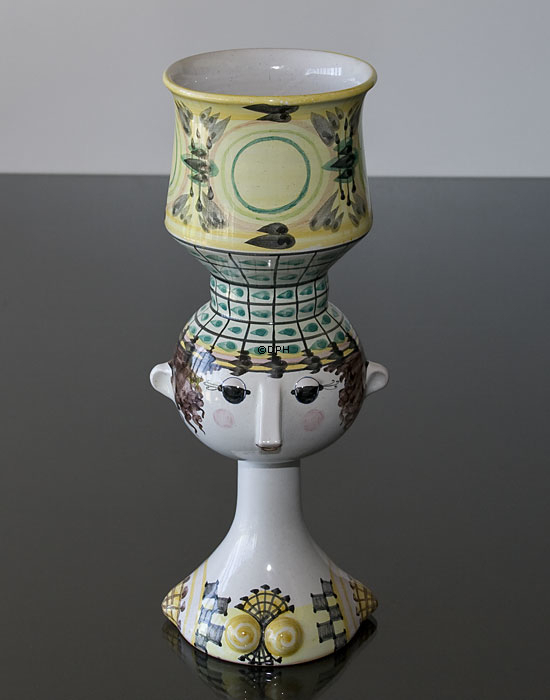 Wiinblad Tulipa-hoved nr. 42, hånddekoreret, blå/hvid eller multi colour