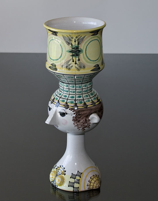 Wiinblad Tulipa-hoved nr. 42, hånddekoreret, blå/hvid eller multi colour