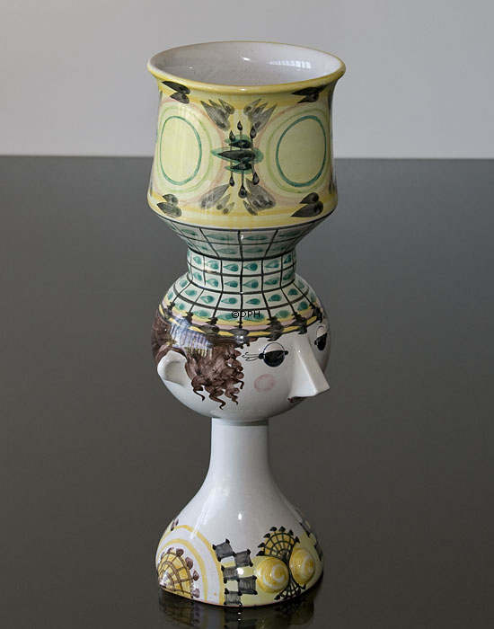 Wiinblad Tulipa-hoved nr. 42, hånddekoreret, blå/hvid eller multi colour