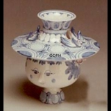 Wiinblad Vase mit Hut nr. 51 handbemalt, blau / weiß oder mehrfarbig