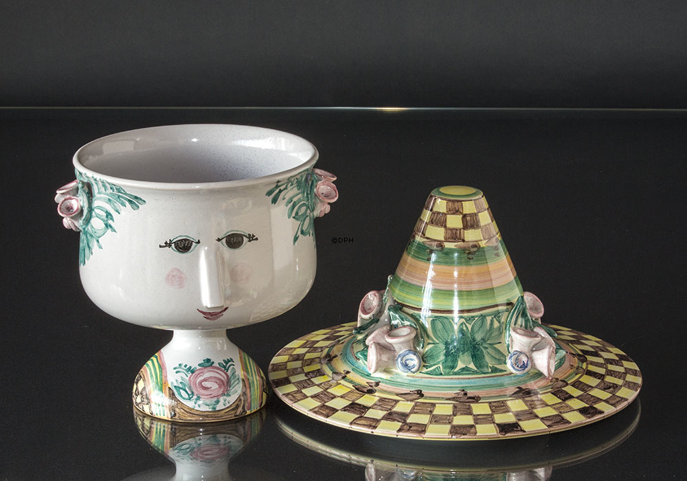 Wiinblad Vase med Hat hånddekoreret, multi colour