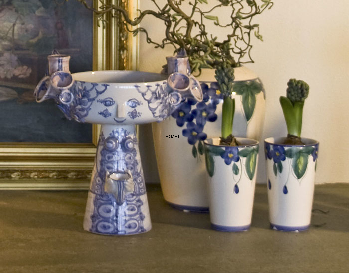 Wiinblad Eva opsats nr. 53, Skjuler hånddekoreret, blå/hvid/rosa