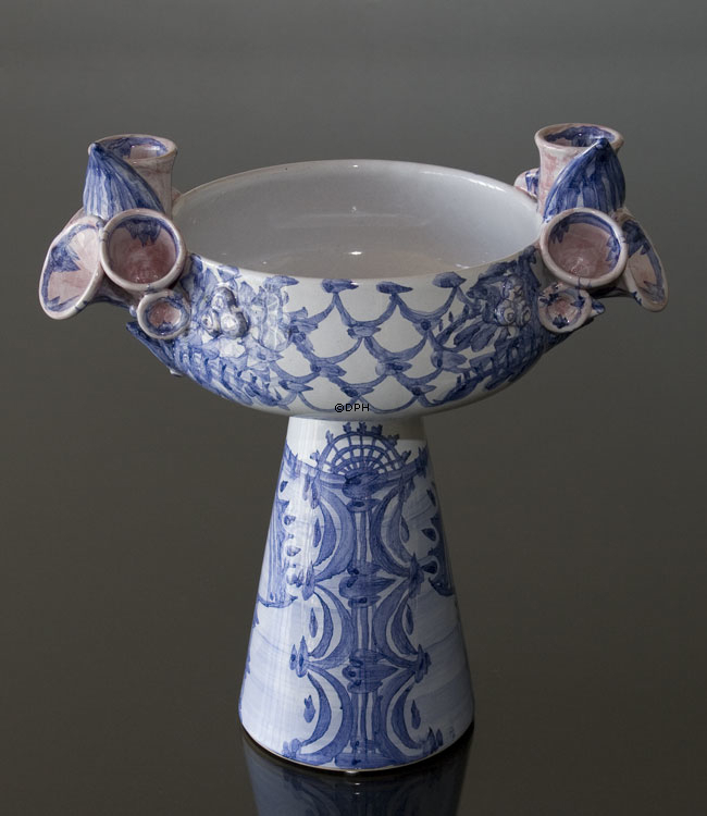 Wiinblad Eva opsats nr. 53, Skjuler hånddekoreret, blå/hvid/rosa