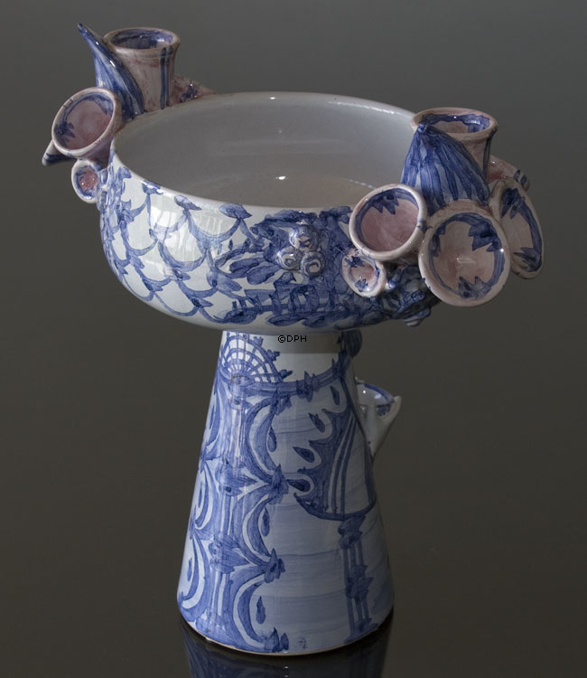 Wiinblad Eva opsats nr. 53, Skjuler hånddekoreret, blå/hvid/rosa