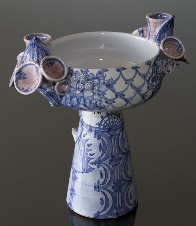 Wiinblad Eva opsats nr. 53, Skjuler hånddekoreret, blå/hvid/rosa