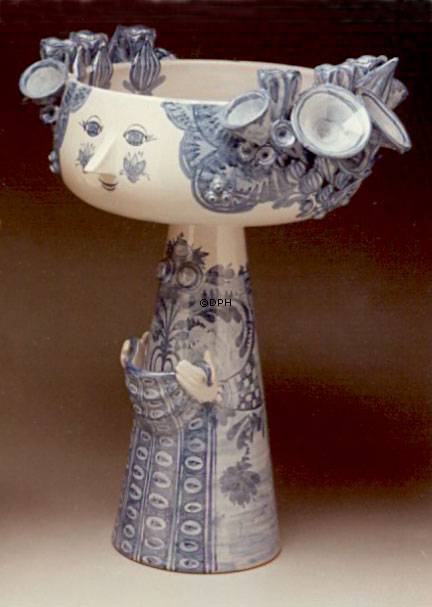 Wiinblad Kæmpe Eva opsats nr. 54, Skjuler hånddekoreret, blå/hvid eller multi colour