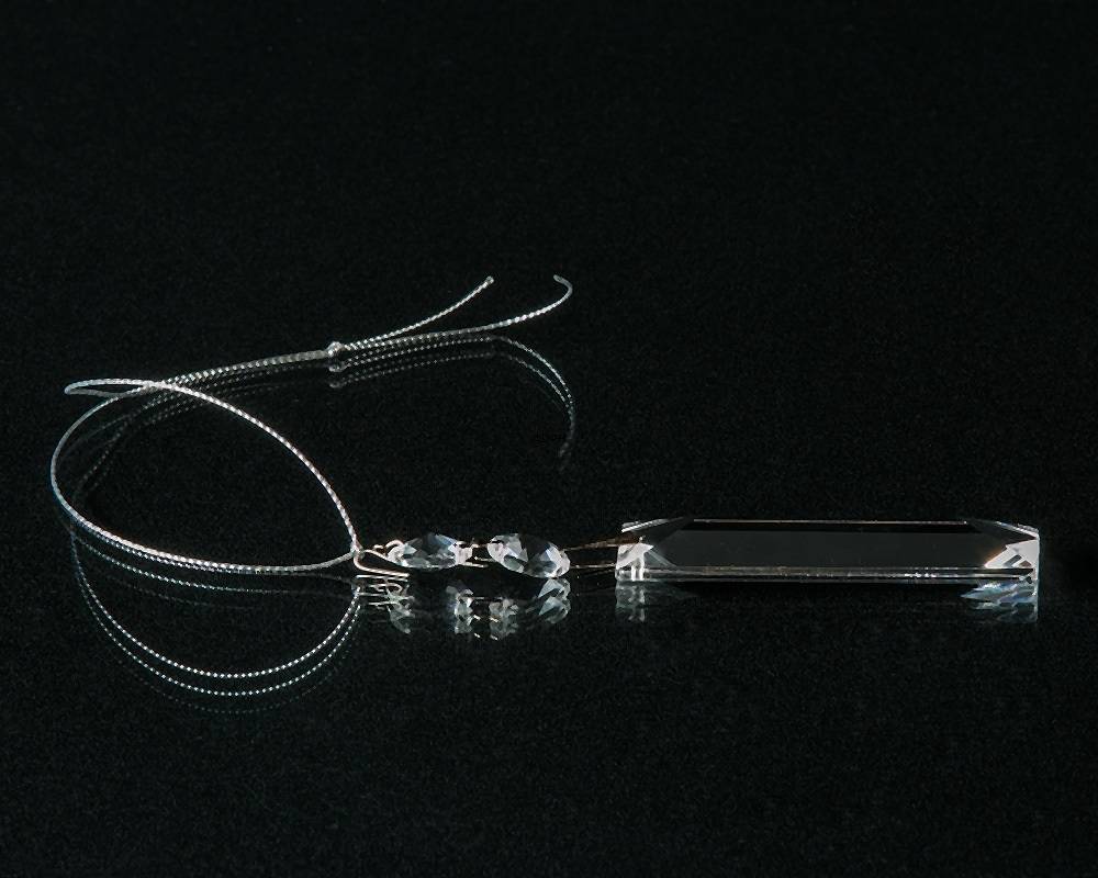 Prisme, aflang, sølv ægte krystal