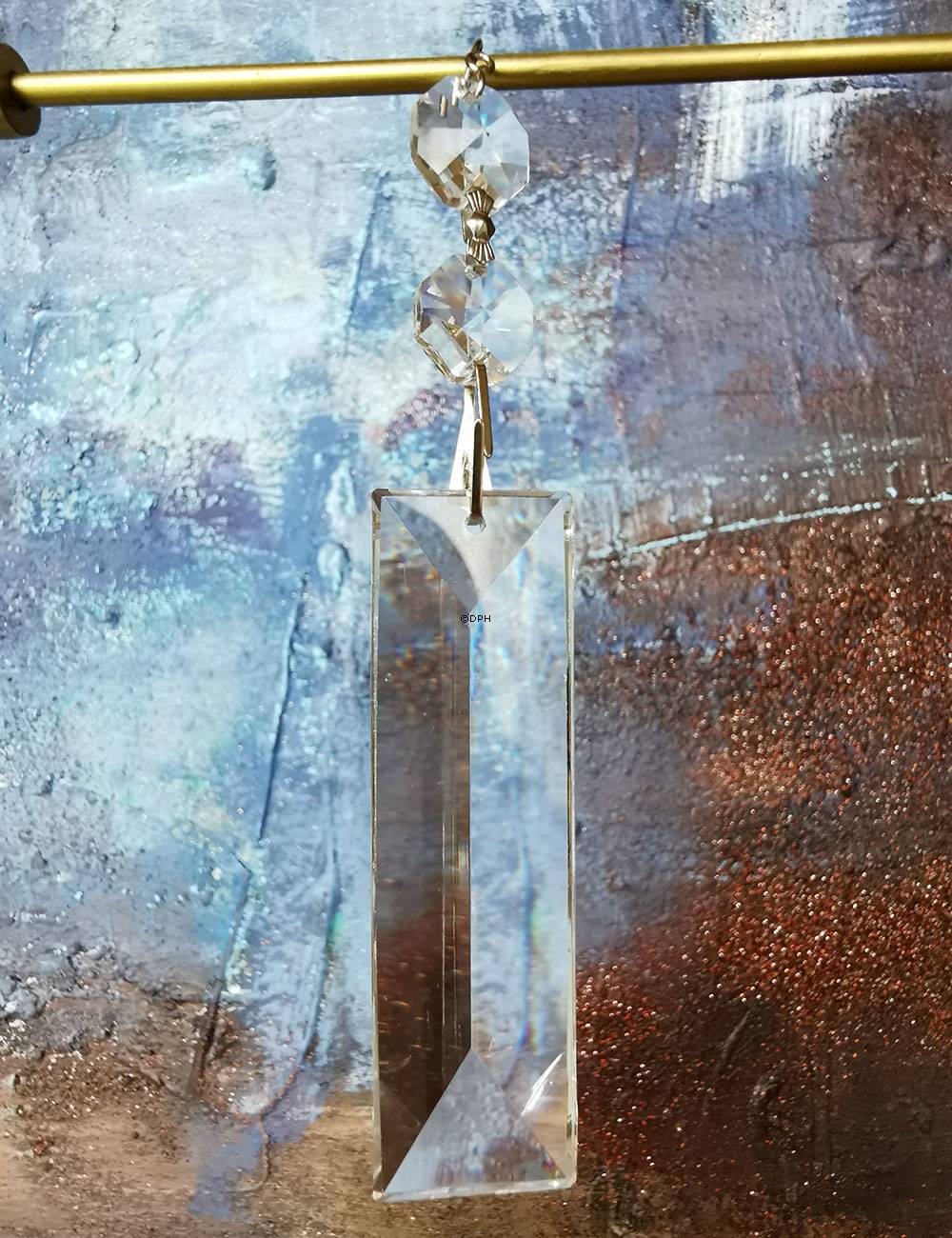 Prisme, aflang, sølv ægte krystal